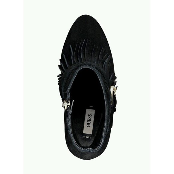 Guess Women's Callica Fringed Black Booties Genuine Suede Size 7.5 - Picture 3 of 4